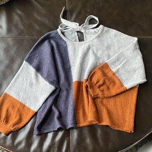 Blu Pepper Multicolor Tie-Neck Sweater